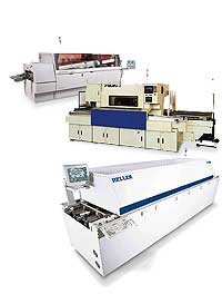 Used Assembly Machinery such as Fuji CP-643E, Fuji IP-3, Fuji QP242E, Contact Systems Contact 3-100, Philips FCM Base II, Zevatech (Juki), Philips, and other pre-owned pick and place equipment, mpm up3000, MPM UP3000/A Hi-E, refurbished dispenser and stencil printers, Heller 1700S, Heller 1500, ERSA, ETS, and other smt curing and reflow ovens, MV Technology (Agilent) testing and inspecting surface mount machines, Chart Industries equipment,  Electrovert,  Electrovert Econopak II SMT,  Electrovert Ultrapak,  Electrovert Econopak,  Electrovert Econopak Plus, zevatron , and other quality used wave solder machines. 
